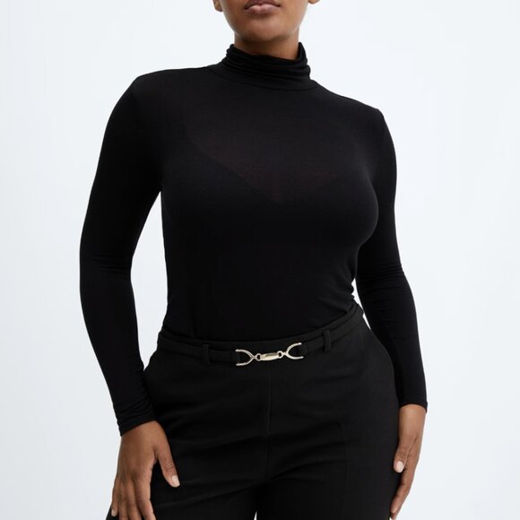 mango | belted cropped culotte trousers | size: 18 | plus size | black - Picture 1 of 4